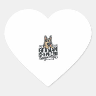 German Shepherd Lover Vintage Engraving Dog Typogr Heart Sticker