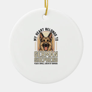 German Shepherd Lover Vintage Engraving Funny Dog Ceramic Tree Decoration