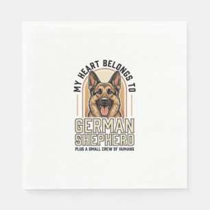 German Shepherd Lover Vintage Engraving Funny Dog Napkin