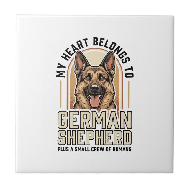German Shepherd Lover Vintage Engraving Funny Dog  Tile (Front)