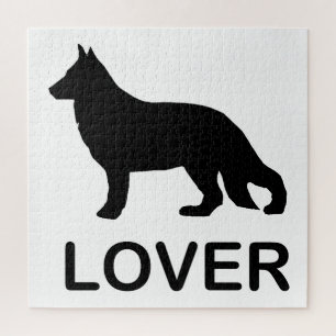 German Shepherd Lover with Silhouette Jigsaw Puzzle