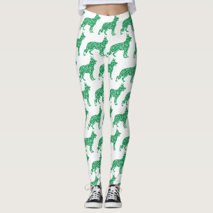 German Shepherd made of Shamrocks Leggings