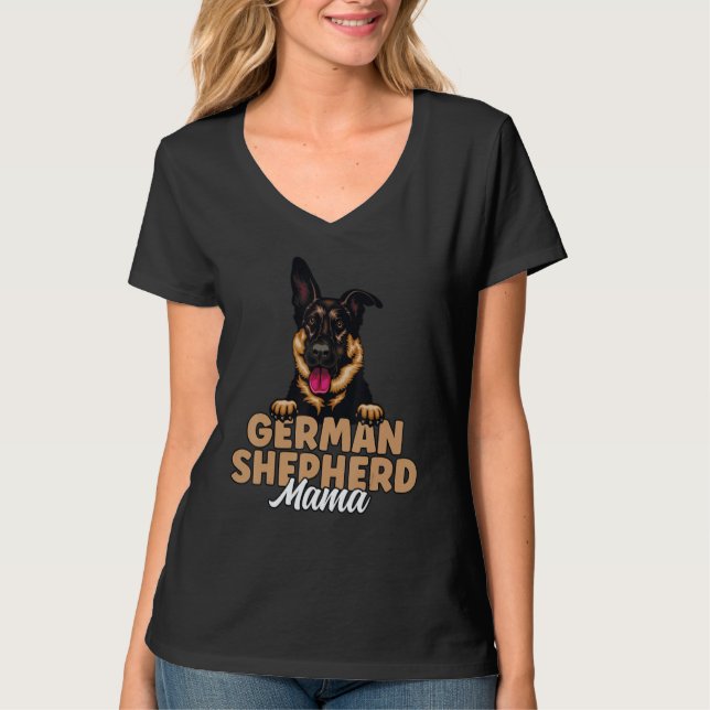 German Shepherd Mama Black and Tan German Shepherd T-Shirt (Front)