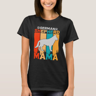 German Shepherd MAMA, Blue Brown on Ladies Black T-Shirt