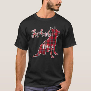 German Shepherd Mama Red Plaid Dog Mum T-Shirt