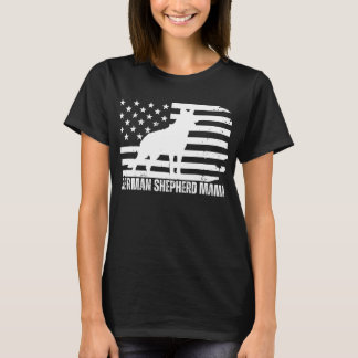 German Shepherd Mama USA Flag, Patriotic Dog Mum T-Shirt