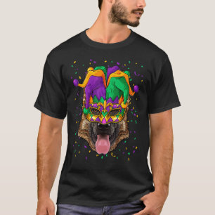 German Shepherd Mardi Gras Dog Face Carnival Jeste T-Shirt