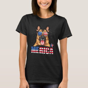 German Shepherd Merica Usa Flag 4th Of July Dog P T-Shirt