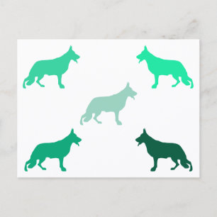 German Shepherd minimal pattern green  Postcard