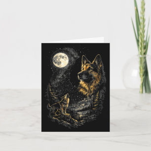 German shepherd moon howl retro vintage 90s dog card
