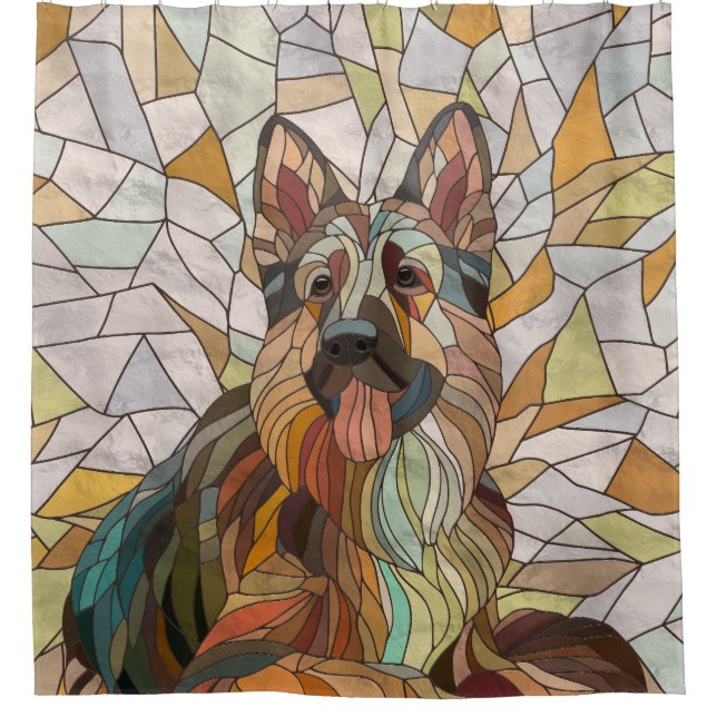 German Shepherd -  Mosaic Art Shower Curtain (Front)