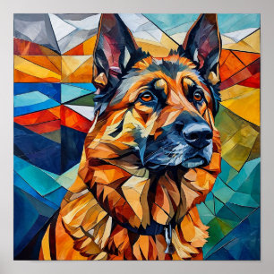 🧩 German Shepherd Mosaic Dog Portrait Modern Wall Poster