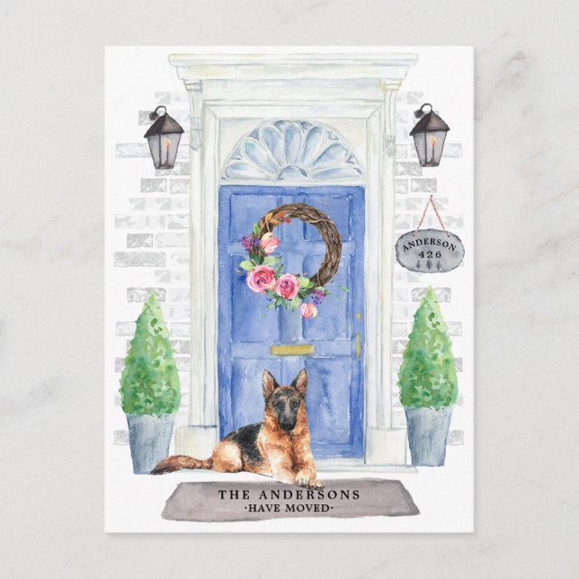 German Shepherd Moving Announcement Postcard (Front)