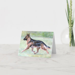 German Shepherd Moving Dog Art Note Card