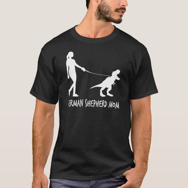 German Shepherd Mum Dinosaur GSD Owners Funny Moth T-Shirt (Front)