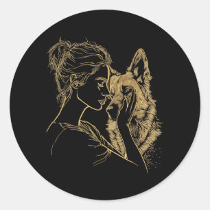 German Shepherd Mum Dog Art Lover Mothers Day Classic Round Sticker