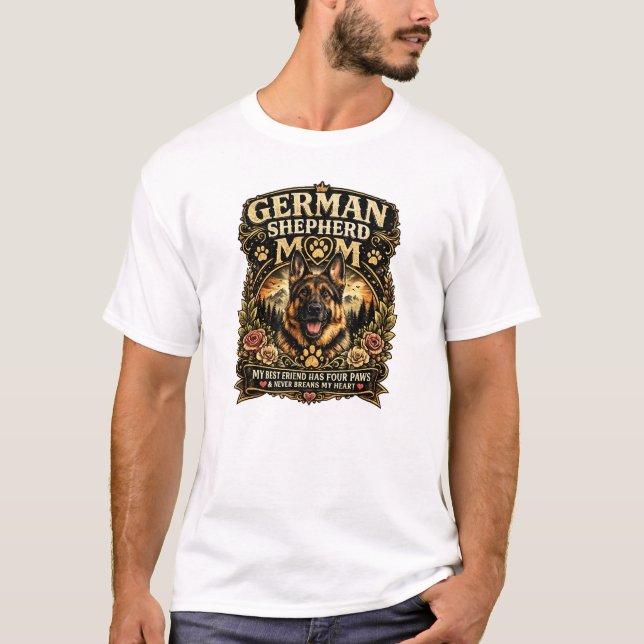 German Shepherd Mum Four Paws  T-Shirt (Front)