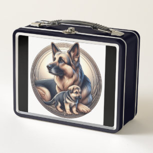 German Shepherd Mum & Pup 01X Metal Lunch Box