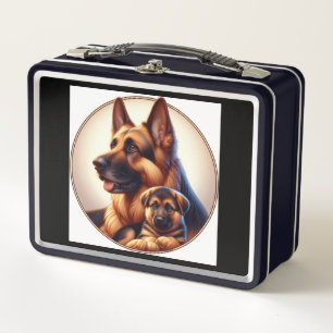 German Shepherd, Mum & Pup 04X Metal Lunch Box