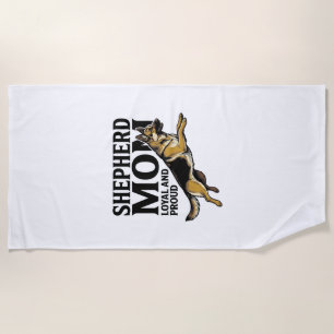 German Shepherd Mum Shirt Vintage Engraving Dog Lo Beach Towel