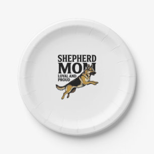 German Shepherd Mum Shirt Vintage Engraving Dog Lo Paper Plate