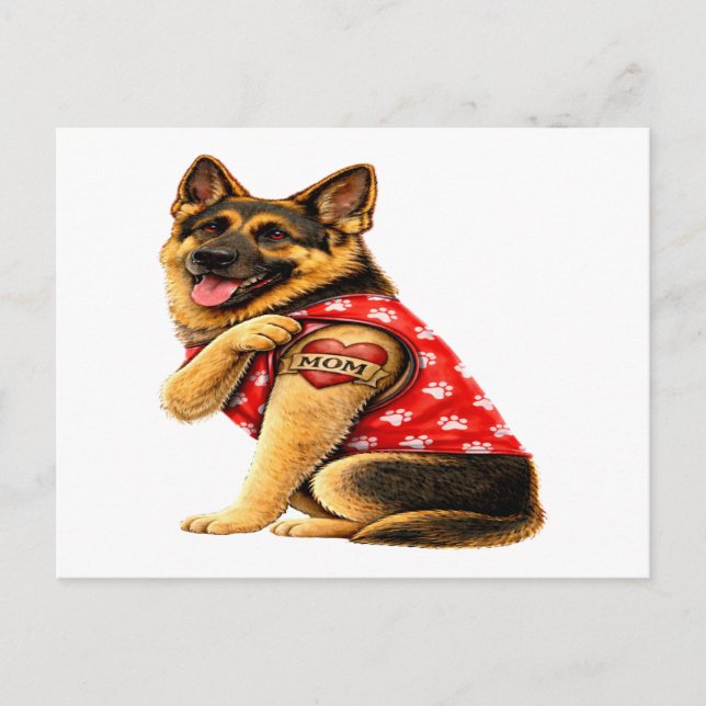 German Shepherd Mum Tattoo  Holiday Postcard (Front)