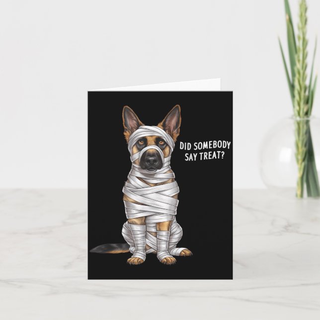 German Shepherd Mummy Halloween Dog Card (Front)