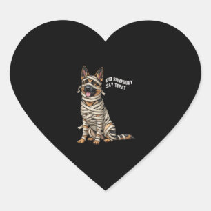 German Shepherd Mummy Halloween Dog  Heart Sticker