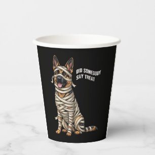 German Shepherd Mummy Halloween Dog Paper Cups