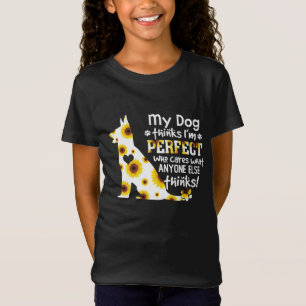German Shepherd My Dog Thinks I'm Perfect Pet Paws T-Shirt