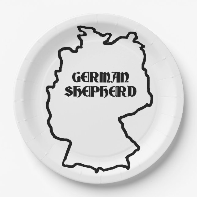 german shepherd name in origin paper plate (Front)