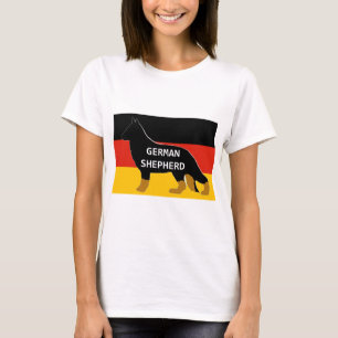 german shepherd name silhouette on flag bicolor.pn T-Shirt