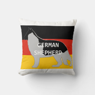 german shepherd name silhouette on flag black and cushion