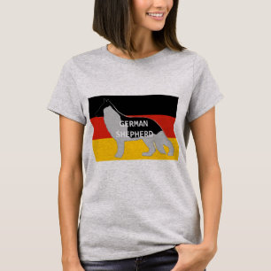 german shepherd name silhouette on flag black and T-Shirt