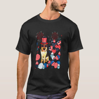 German Shepherd Of July American Flag Dog T-Shirt