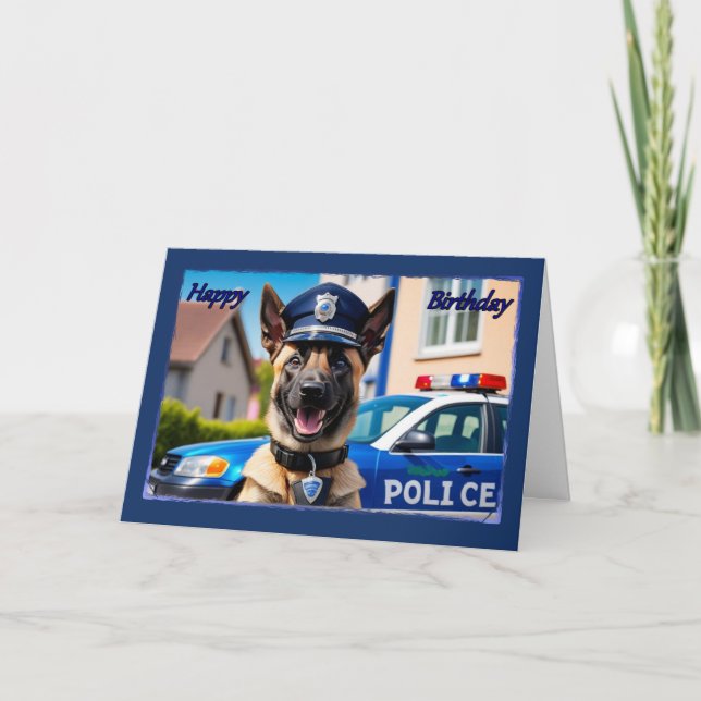 German Shepherd Officer Boy's Birthday Card (Front)