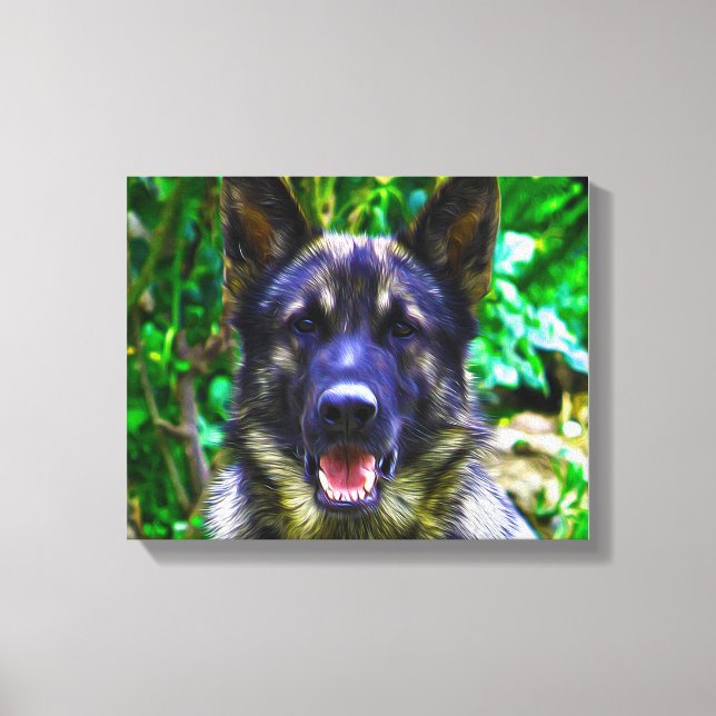 German Shepherd Oil Painting Portrait Canvas Print (Front)