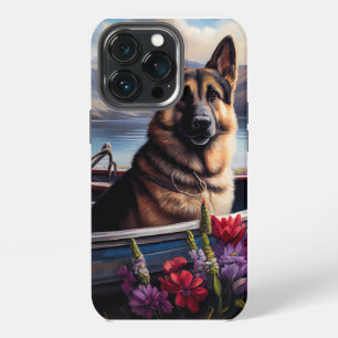 German Shepherd on a Paddle: A Scenic Adventure iPhone 13 Pro Case