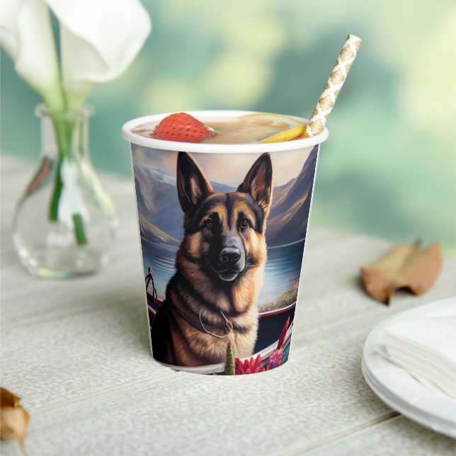German Shepherd on a Paddle: A Scenic Adventure Paper Cups (Insitu)