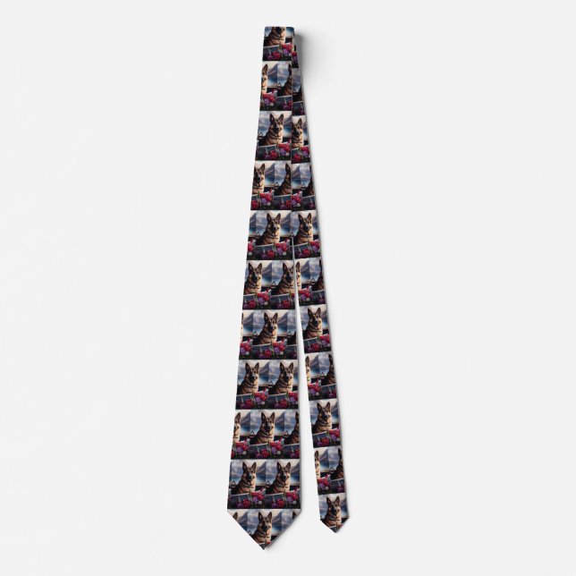German Shepherd on a Paddle: A Scenic Adventure Tie (Front)