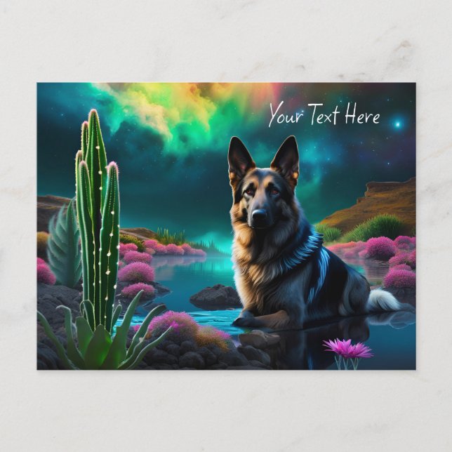 German Shepherd on an Alien World Postcard (Front)