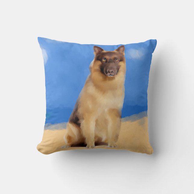 German Shepherd On Beach Cushion (Front)