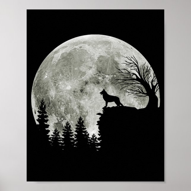German Shepherd On Mountain Happy Halloween Poster (Front)
