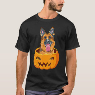 German Shepherd On Pumpkin Lazy Halloween Costume T-Shirt