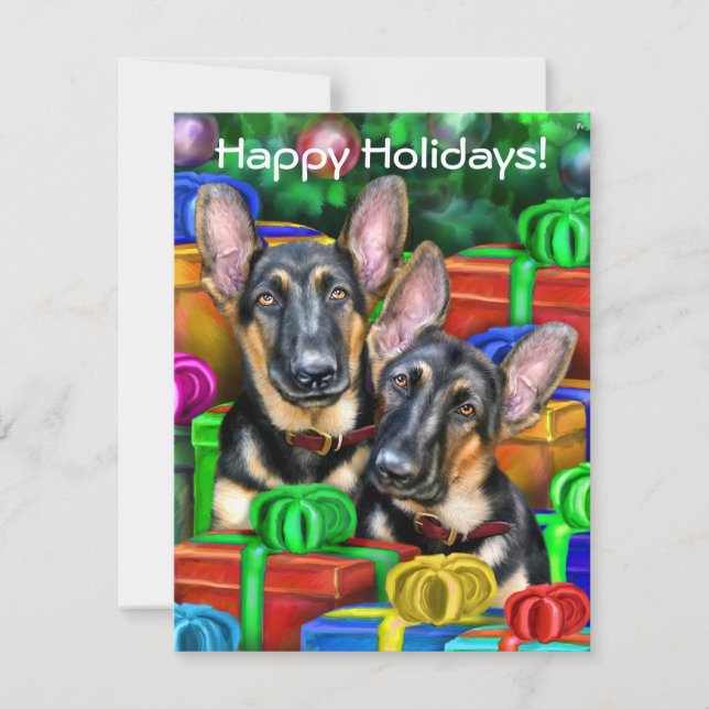 German Shepherd Open Gifts Christmas Invitation (Front)