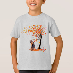 German Shepherd Owl And Fall Tree Dog Owner Autumn T-Shirt
