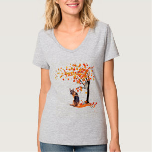 German Shepherd Owl And Fall Tree Dog Owner Autumn T-Shirt