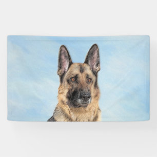 German Shepherd Painting - Cute Original Dog Art Banner