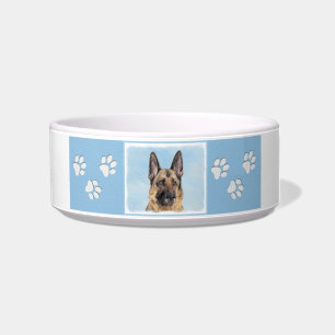 German Shepherd Painting - Cute Original Dog Art Bowl
