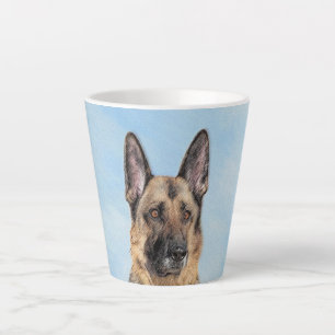 German Shepherd Painting - Cute Original Dog Art Latte Mug